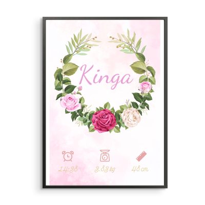 Virágkoszorú adatokkal - rózsaszín
