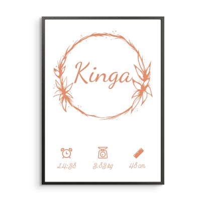 Virágos füzér adatokkal - rozsdabarna