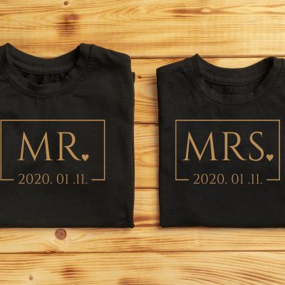 Mr, Mrs páros póló dátummal
