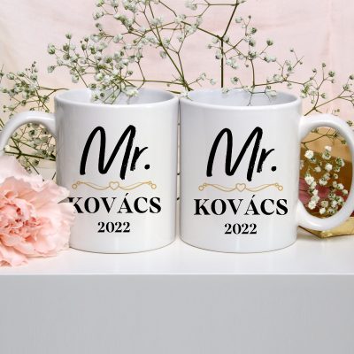Mr. és Mrs. névvel páros bögre