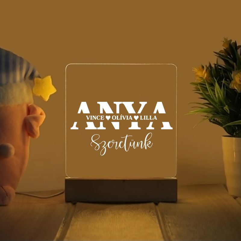 Anya szeretünk, nevekkel LED lámpa