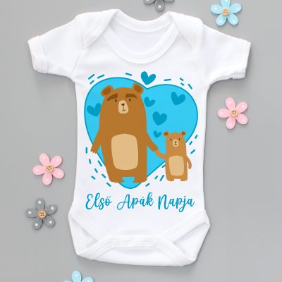 Első apák napja kék macis body