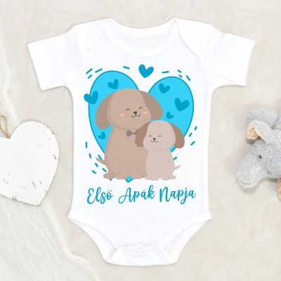Első apák napja kék nyuszis body