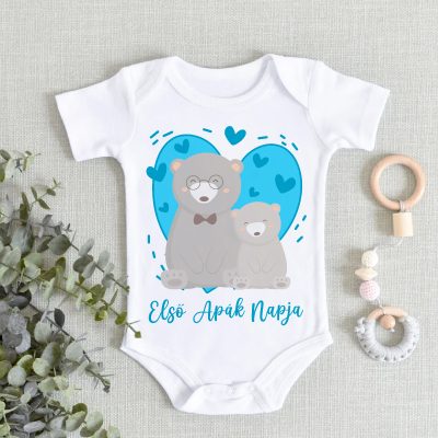 Első apák napja kék mackós body