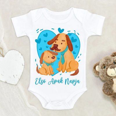Első apák napja kék kutyusos body