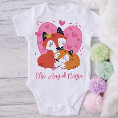 Első anyák napja rózsaszín rókás body