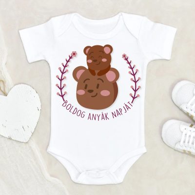 Boldog anyák napját maci fejes body