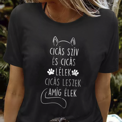 Cicás szív, cicás lélek 2 női póló