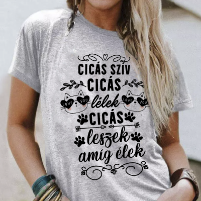 Cicás szív cicás lélek női póló