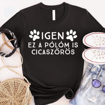 Igen ez a pólóm is cicaszőrös női póló