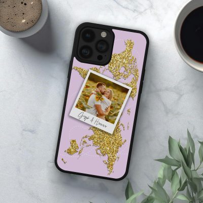 Kedvenc képed vele telefontok, képpel, nevekkel, rózsaszín márvány háttérrel