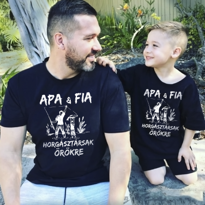 Apa és fia horgásztársak páros póló