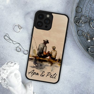 Apa és fia horgász telefontok, nevekkel