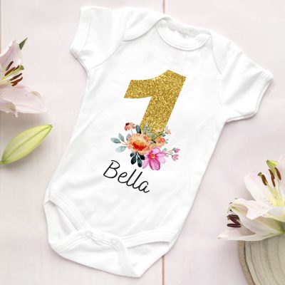 Arany csillámos évszámos gyerek póló/body