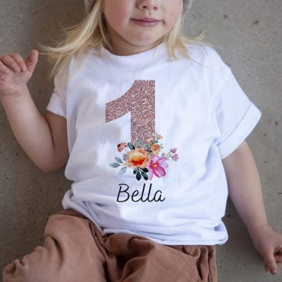 Rosegold csillámos évszámos gyerek póló/body