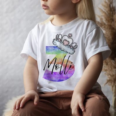 Szivárványos, hercegnős gyerek póló/body