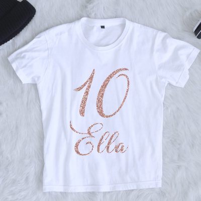 Rosegold glitter mintás szülinapos gyerek póló/body