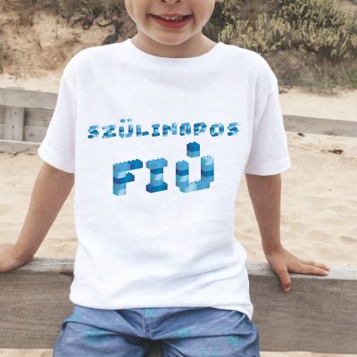 Építőkockás fiús szülinapi gyerek póló/body
