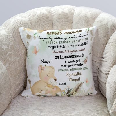 Oroszlános ölelős párna unokának