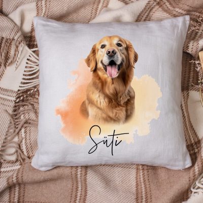 Kiskedvences párna névvel, fényképpel