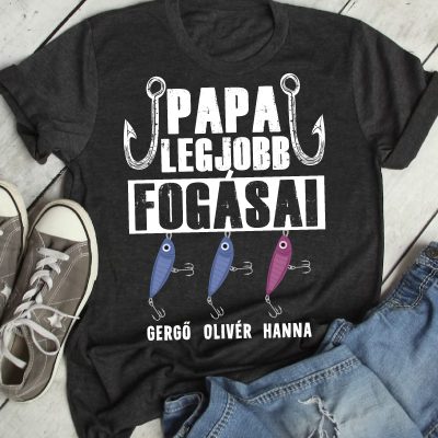 Papa legjobb fogásai póló, csalikkal, nevekkel