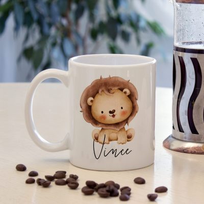 Oroszlán mintás bögre névvel