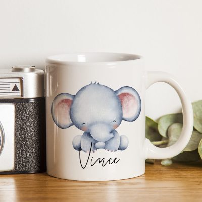 Elefánt mintás bögre névvel