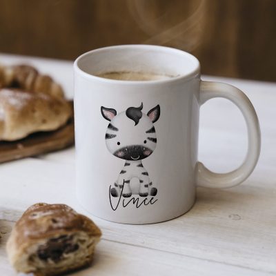 Zebra mintás bögre névvel