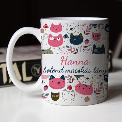 Bolond macskás lány bögre