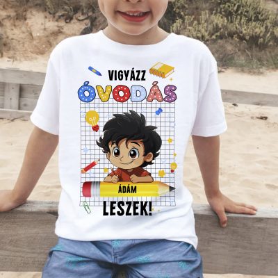 Vigyázz óvodás leszek fiús gyerek póló