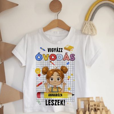 Vigyázz óvodás leszek lányos gyerek póló