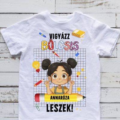 Vigyázz bölcsis leszek lányos gyerek póló