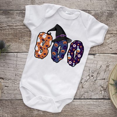 Halloweeni boo feliratos body