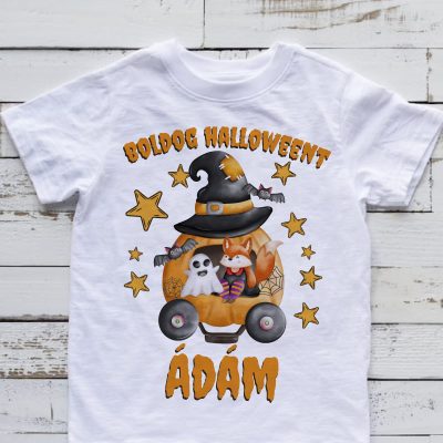 Tök alakú halloweeni kocsis gyerek póló