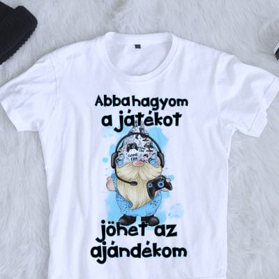 Abbahagyom a játékot, jöhet az ajándékom gyerek póló