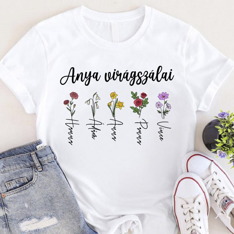 Anya virágszálai póló szálas virágokkal