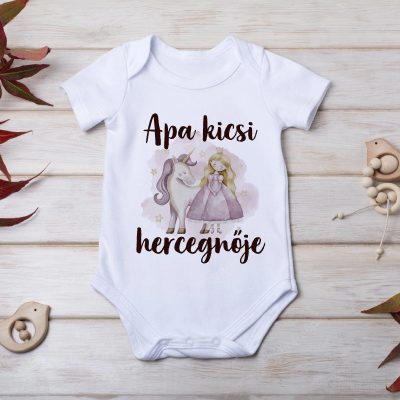 Apa kicsi hercegnője unikornis mintás body