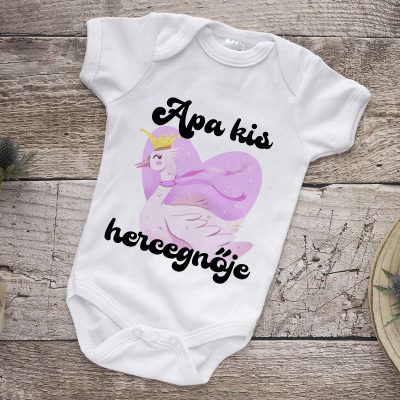 Apa kis hercegnője hattyú mintás body