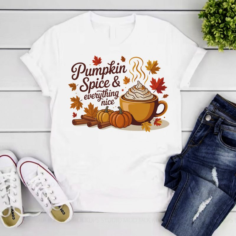 Pumpkin spice and everything nice póló gőzölgő itallal
