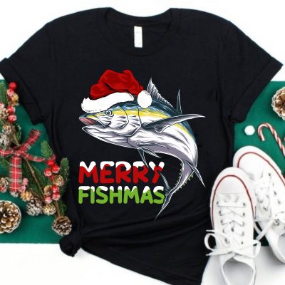 Merry Fishmas mikulás sapkás hallal póló vagy pulcsi