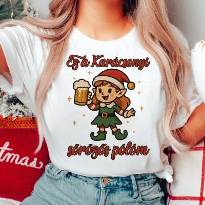 Ez a karácsonyi sörözős pólóm manó lánnyal